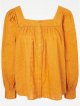 Orange Square Neck Embroidered Blouse